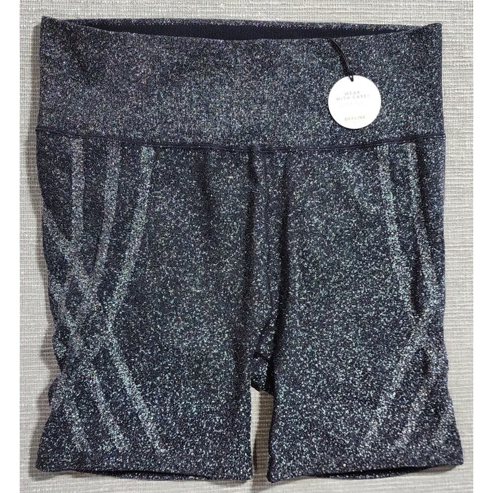 Offline by Aerie Bike Shorts Women’s XL Black Sparkle High Rise Stretch